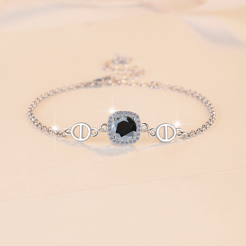 Damenarmband mit strahlend gelbem Kristall und funkelndem Zirkonia-Rahmen Shop Nory