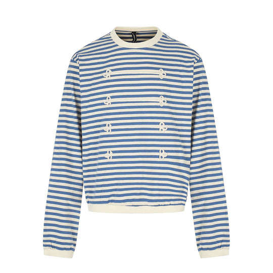 Damen maritimes Streifen-Sweatshirt mit Zierkordeln Shop Nory