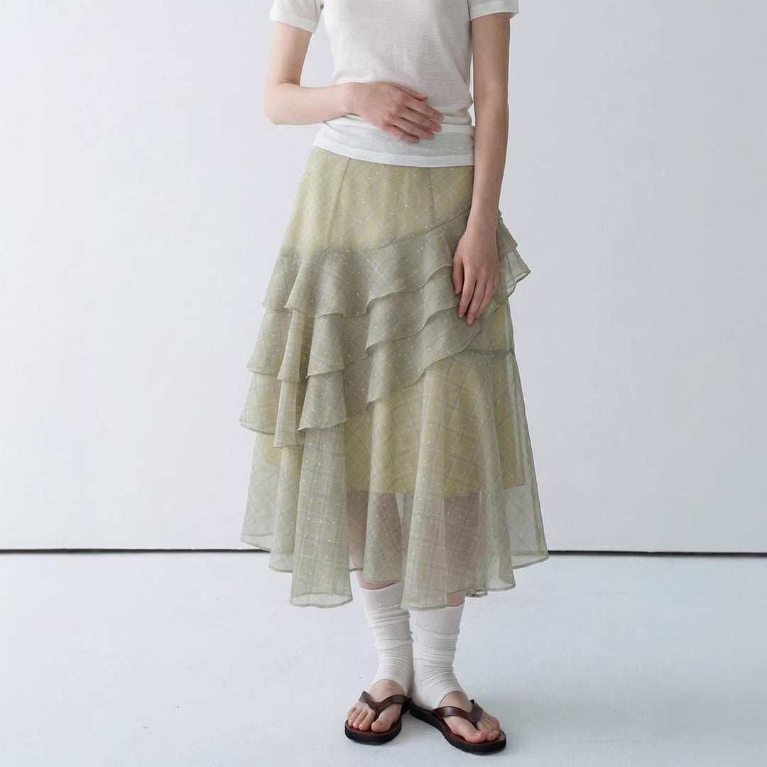 Damen Langer, Plissierter Rock mit Rüschen Shop Nory