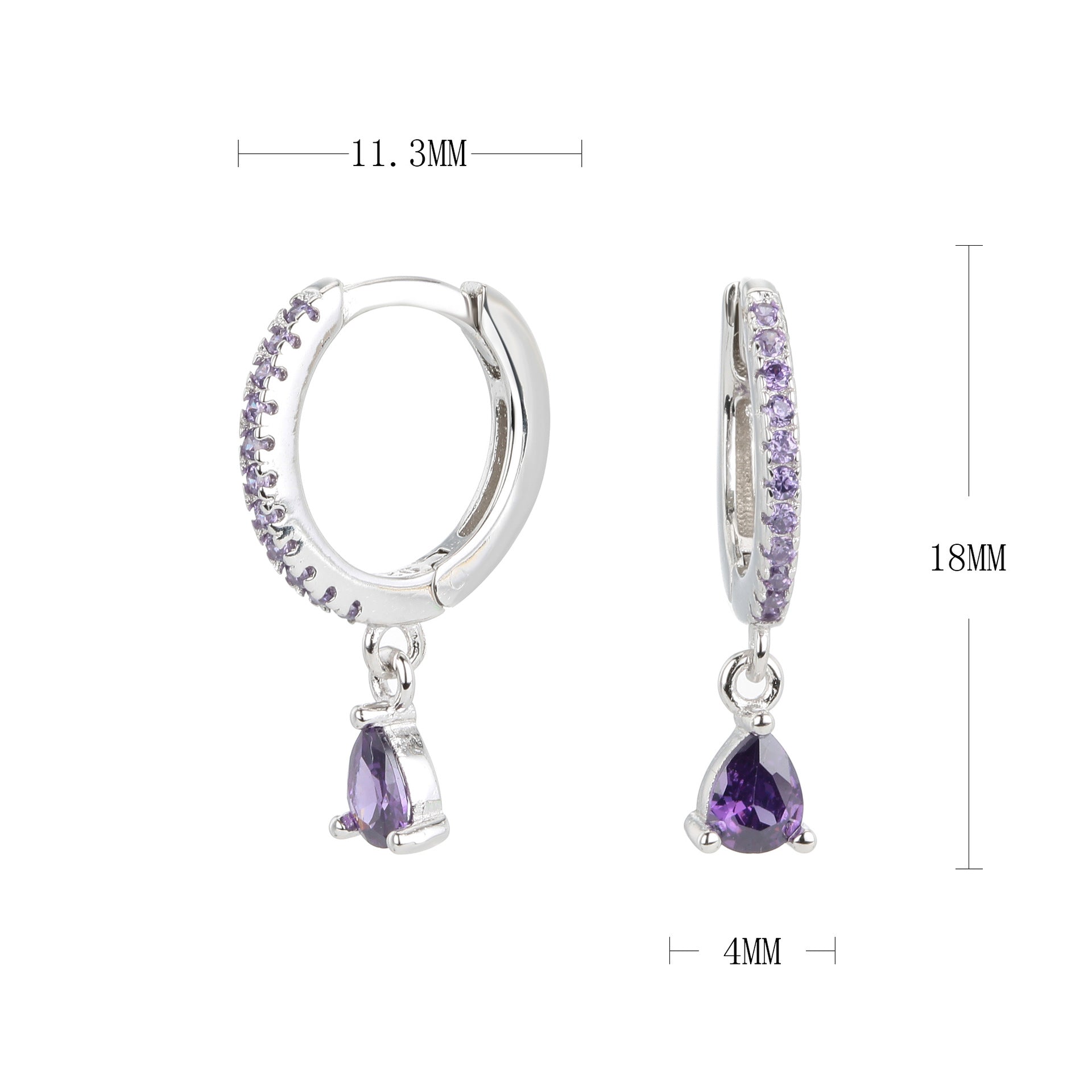 Damen Creolenohrringe mit funkelnden Aqua-Zirkon-Anhängern Shop Nory