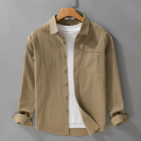 Herren Leichtes Baumwoll-Utility-Hemdjacke mit Kentkragen, Brusttasche und Relaxed-Fit Shop Nory