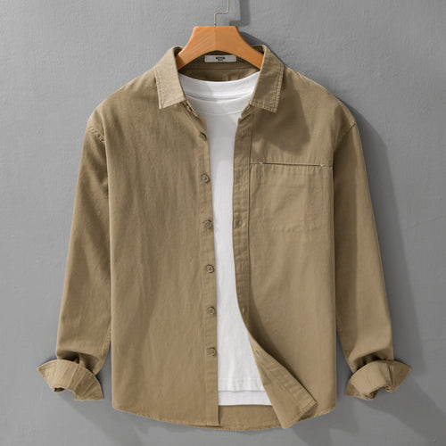 Herren Leichtes Baumwoll-Utility-Hemdjacke mit Kentkragen, Brusttasche und Relaxed-Fit Shop Nory