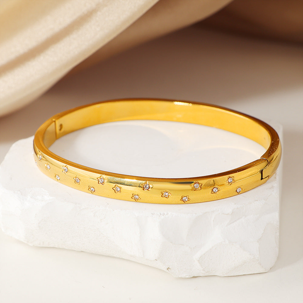Damen Star-Besetzter Gold Armreif Shop Nory
