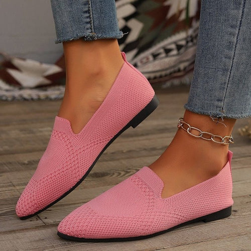 Damen bequeme Slipper mit atmungsaktivem Strickdesign