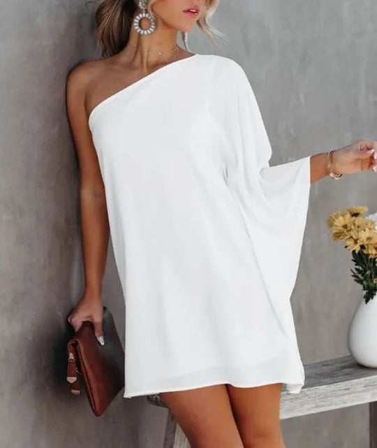 Damen asymmetrisches Mini-Kleid mit grafischem Aufdruck