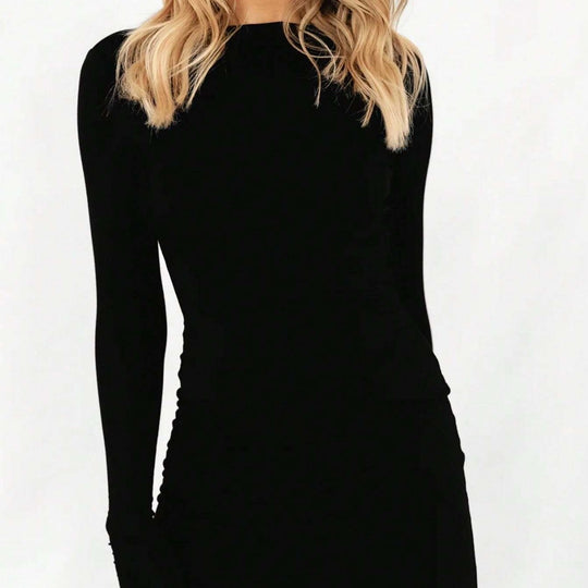 Damen figurbetontes Langarm‑Minikleid aus Stretch‑Jersey mit taillierter Raffung Shop Nory