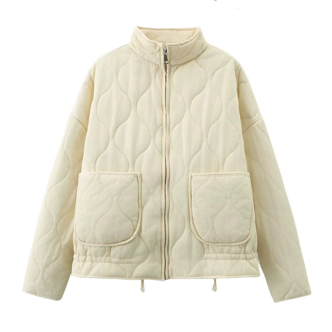 Herren nan gesteppte Übergangsjacke mit Stehkragen, zwei aufgesetzten Rundtaschen und Kordelzugsaum Shop Nory