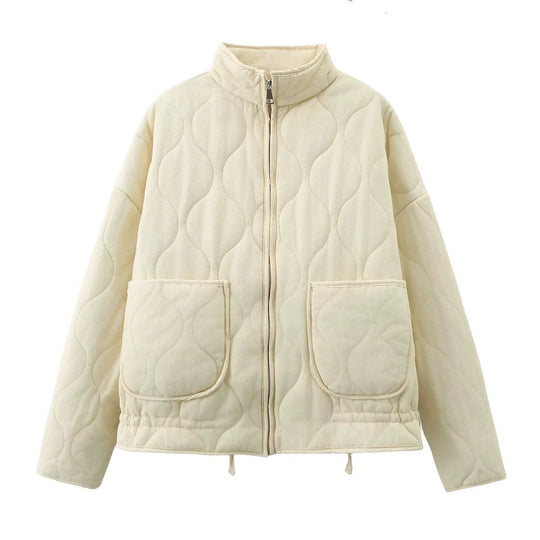 Herren nan gesteppte Übergangsjacke mit Stehkragen, zwei aufgesetzten Rundtaschen und Kordelzugsaum Shop Nory