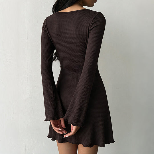 Damen Elegantes Langarmkleid mit voluminösen Ärmeln Shop Nory