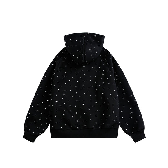 Unisex Oversize-Kapuzenjacke mit Sternchen-Print und durchgehendem Reißverschluss Shop Nory
