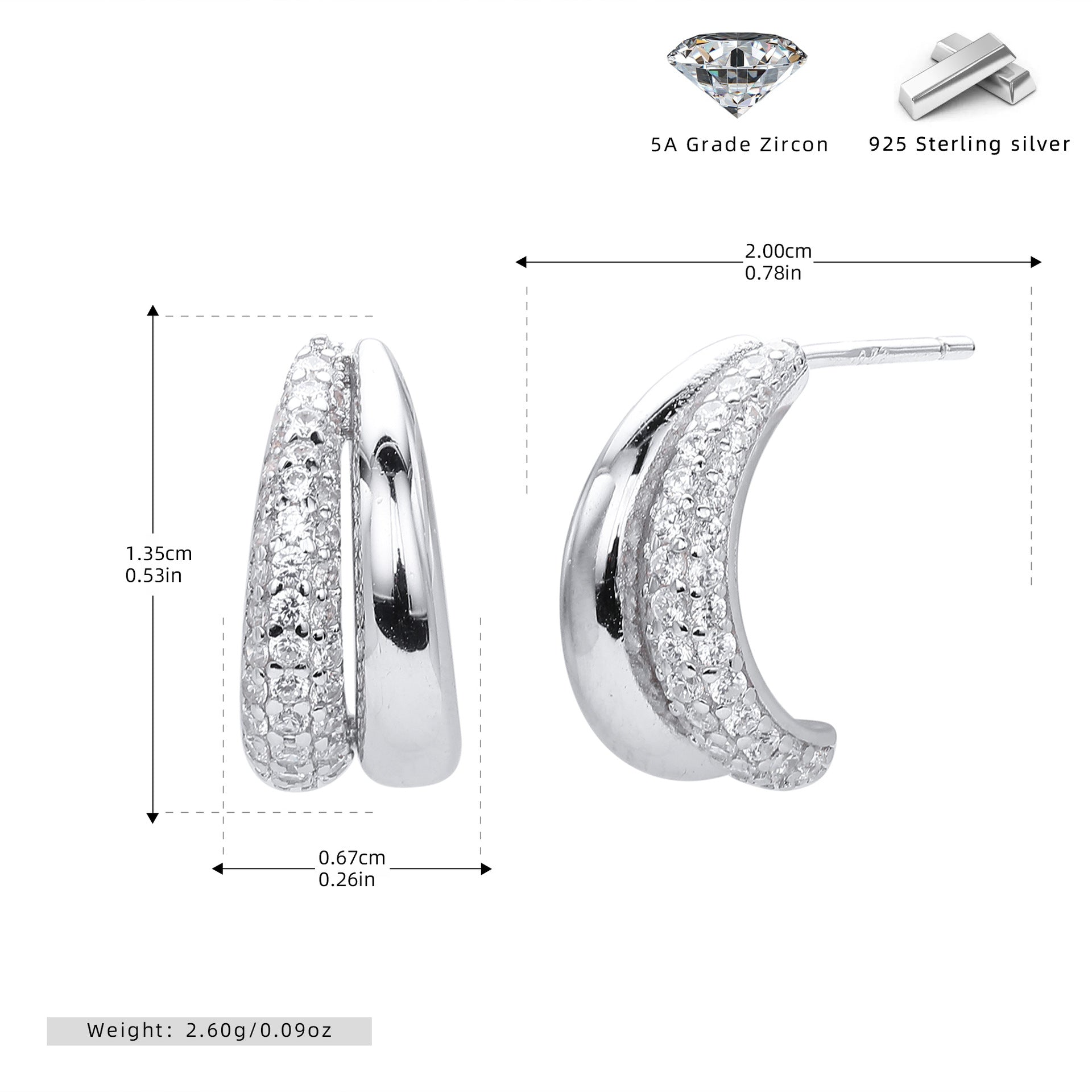 Damen Ohrhänger mit funkelndem Zirkonbesatz und eleganter 925 Sterling Silberfassung Shop Nory
