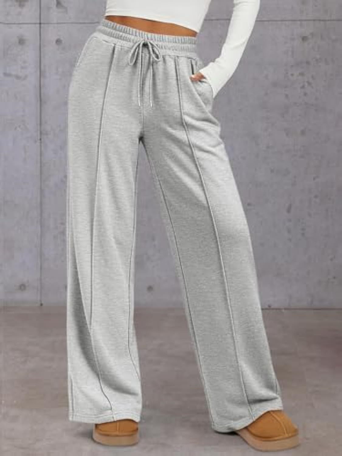 Damen Komfortable Weite Sweatpants mit elastischem Bund und praktischen Taschen