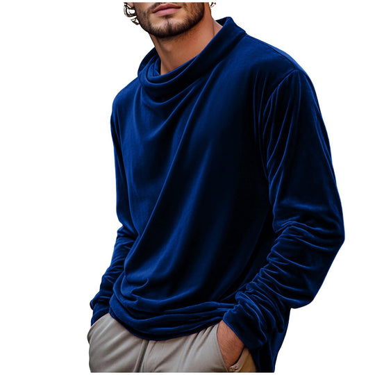Herren Samt-Langarmshirt mit Schalkragen Shop Nory