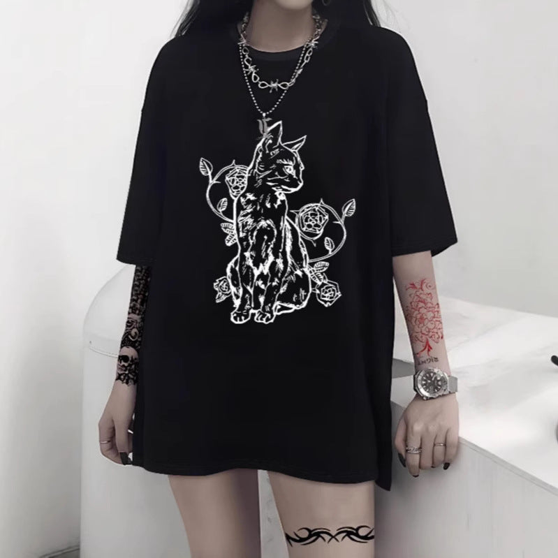 Damen Oversized T-Shirt mit dekorativem Schleifenmotiv Shopnory