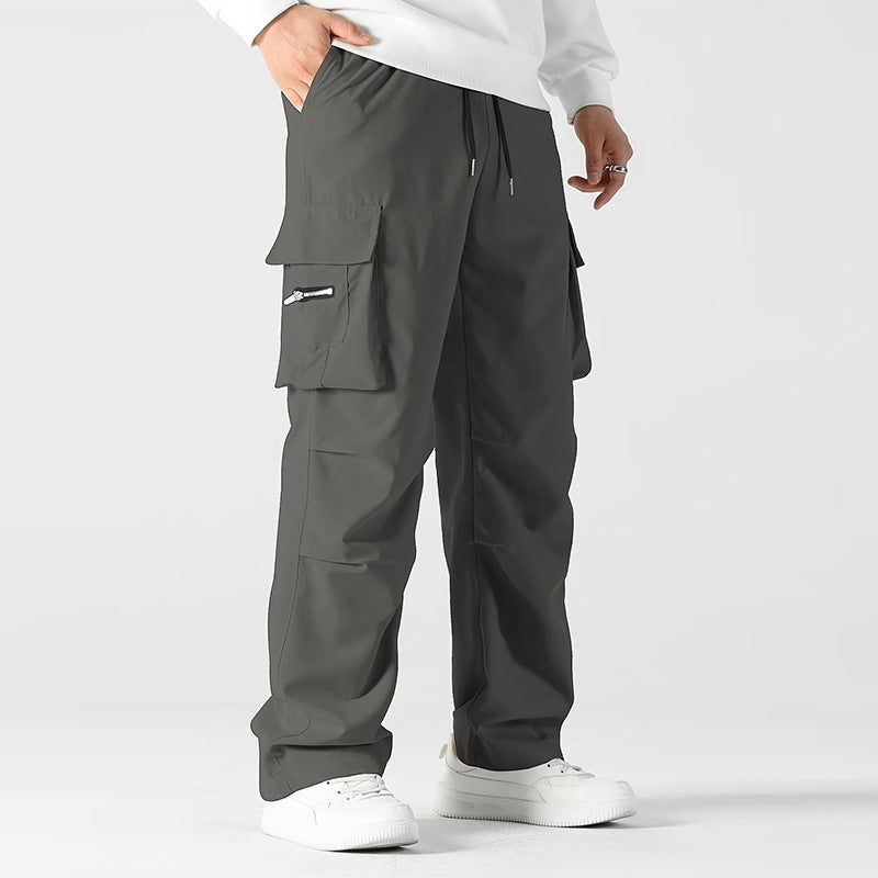 Herren weite Utility-Cargohose mit Tunnelzugbund, Knieabnähern und Multifachtaschen Shop Nory