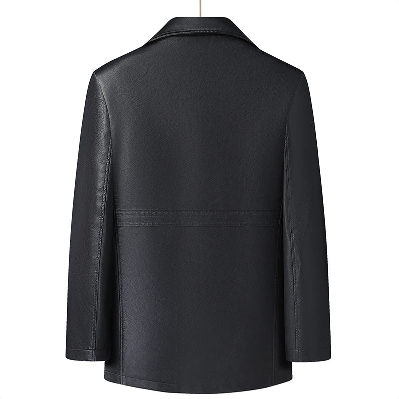 Herren Eleganter Kunstleder-Kurzmantel im Sakko-Stil mit Reverskragen Shop Nory