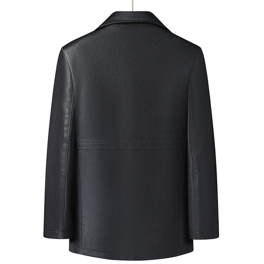 Herren Eleganter Kunstleder-Kurzmantel im Sakko-Stil mit Reverskragen Shop Nory