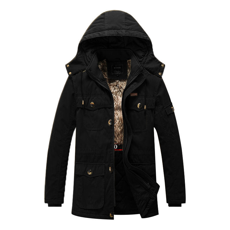 Herren Canvas-Parka mit gesteppter Thermofütterung, Kunstfell-Innenfutter und Kapuze Shop Nory