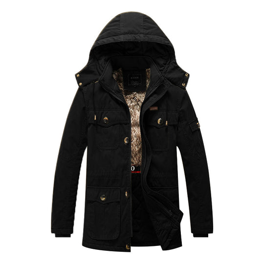 Herren Canvas-Parka mit gesteppter Thermofütterung, Kunstfell-Innenfutter und Kapuze Shop Nory