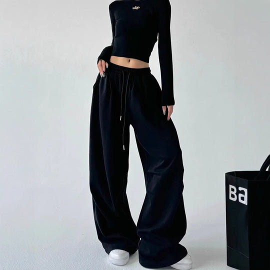 Damen nan extraweite High‑Waist-Loungehose mit elastischem Kordelbund, Kordelzug und praktischen Seitentaschen Shop Nory