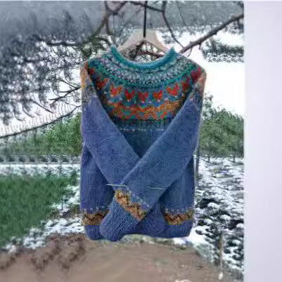 Damen nan Norwegerpullover aus Wollmix mit Rundhalsausschnitt und traditionellem Fair-Isle-Yoke Shop Nory