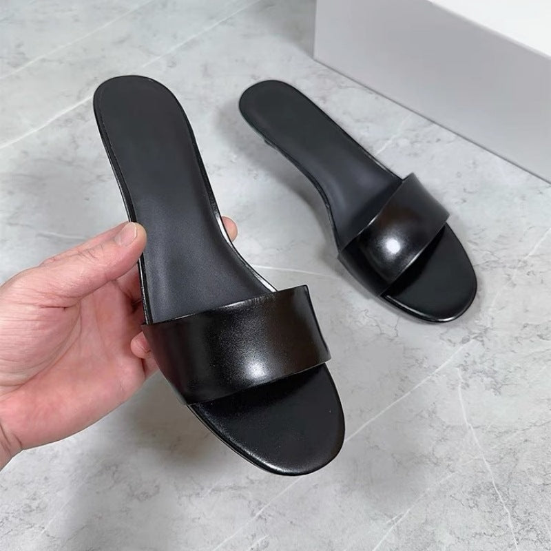 Damen elegante Slides mit breitem Satin-Riemen und komfortablem Fußbett