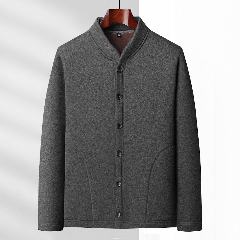 Herren Casual-Stehkragenjacke mit weicher Fleece-Innenseite und verdeckten Nahttaschen Shop Nory