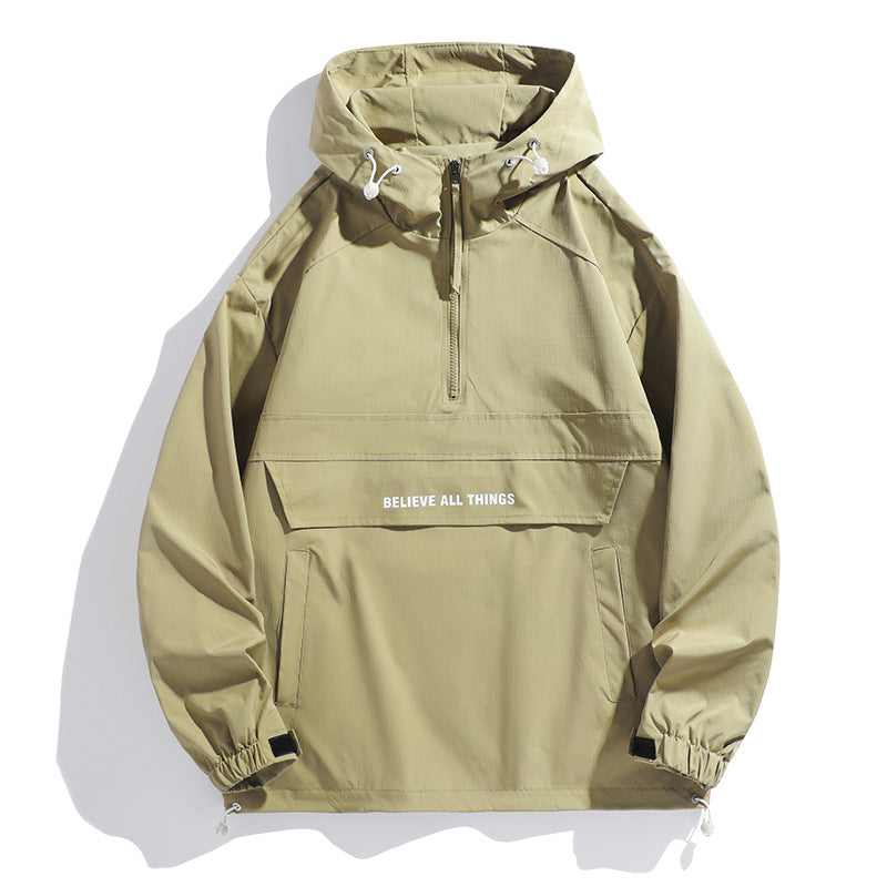 Damen Kapuzen-Anorak mit halbem Reißverschluss, Kängurutasche & verstellbarem Saum Shop Nory