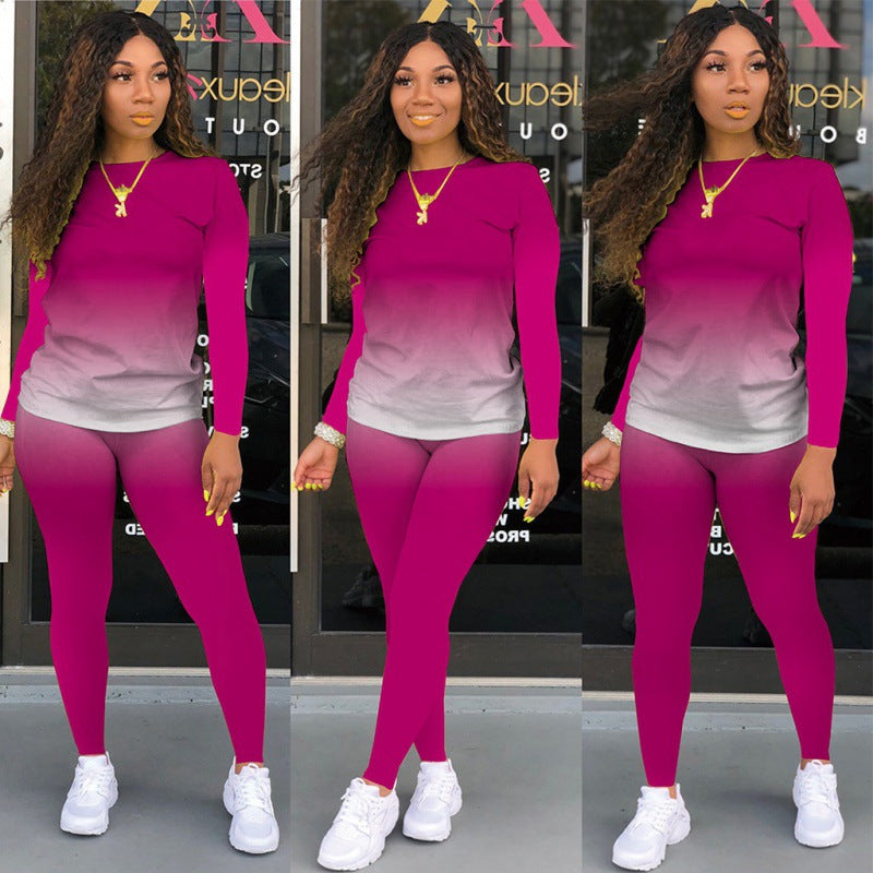 Damen Zweiteiliges Stretch-Set mit Langarmshirt und High-Waist-Leggings Shop Nory