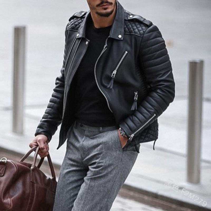 Herren Bikerjacke mit Steppungen und Reißverschlüssen