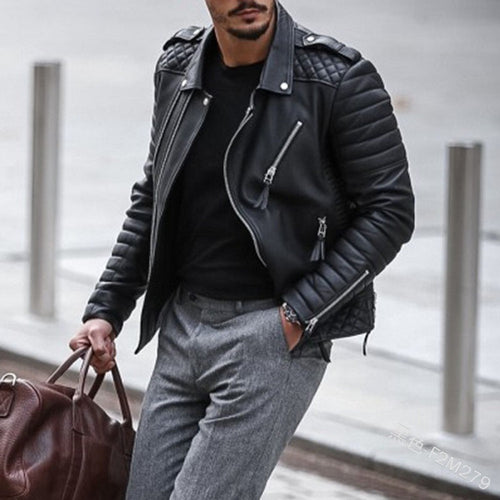 Herren Bikerjacke mit Steppungen und Reißverschlüssen