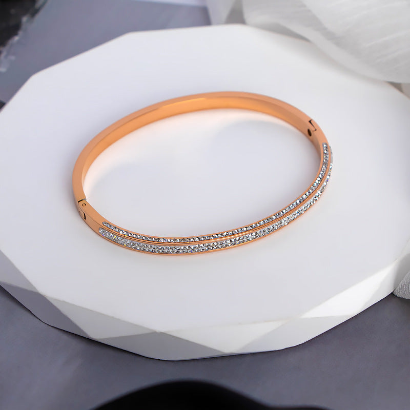 Frauen Glitzernde Kristallbesetzte Schlanke Armreif Bracelet Shop Nory