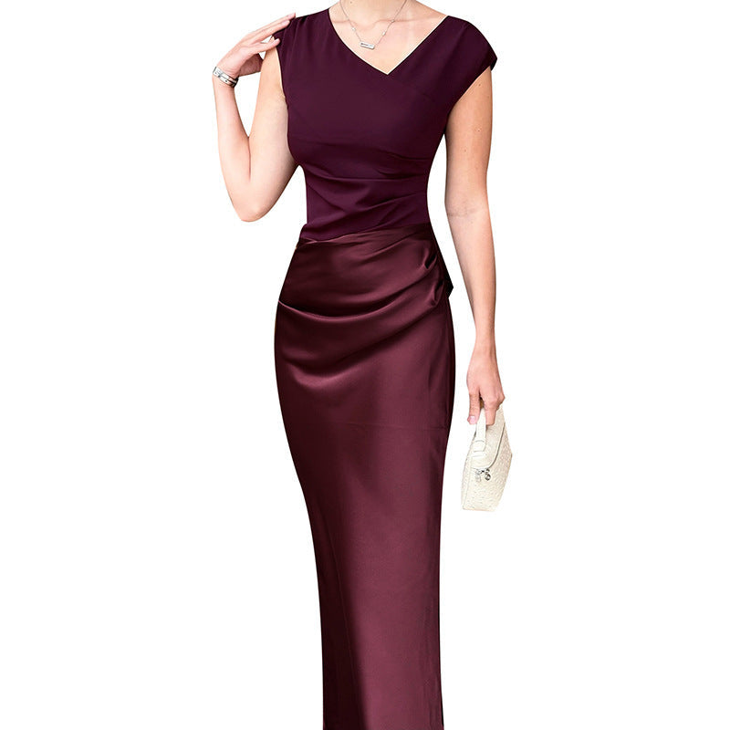 Damen elegantes langes Abendkleid mit figurbetonter Silhouette und extravagantem Rückenausschnitt