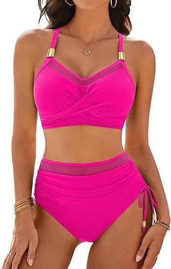 Damen Hochwertiges Bikini-Set mit transparenten Akzenten und modischem Wickeldesign