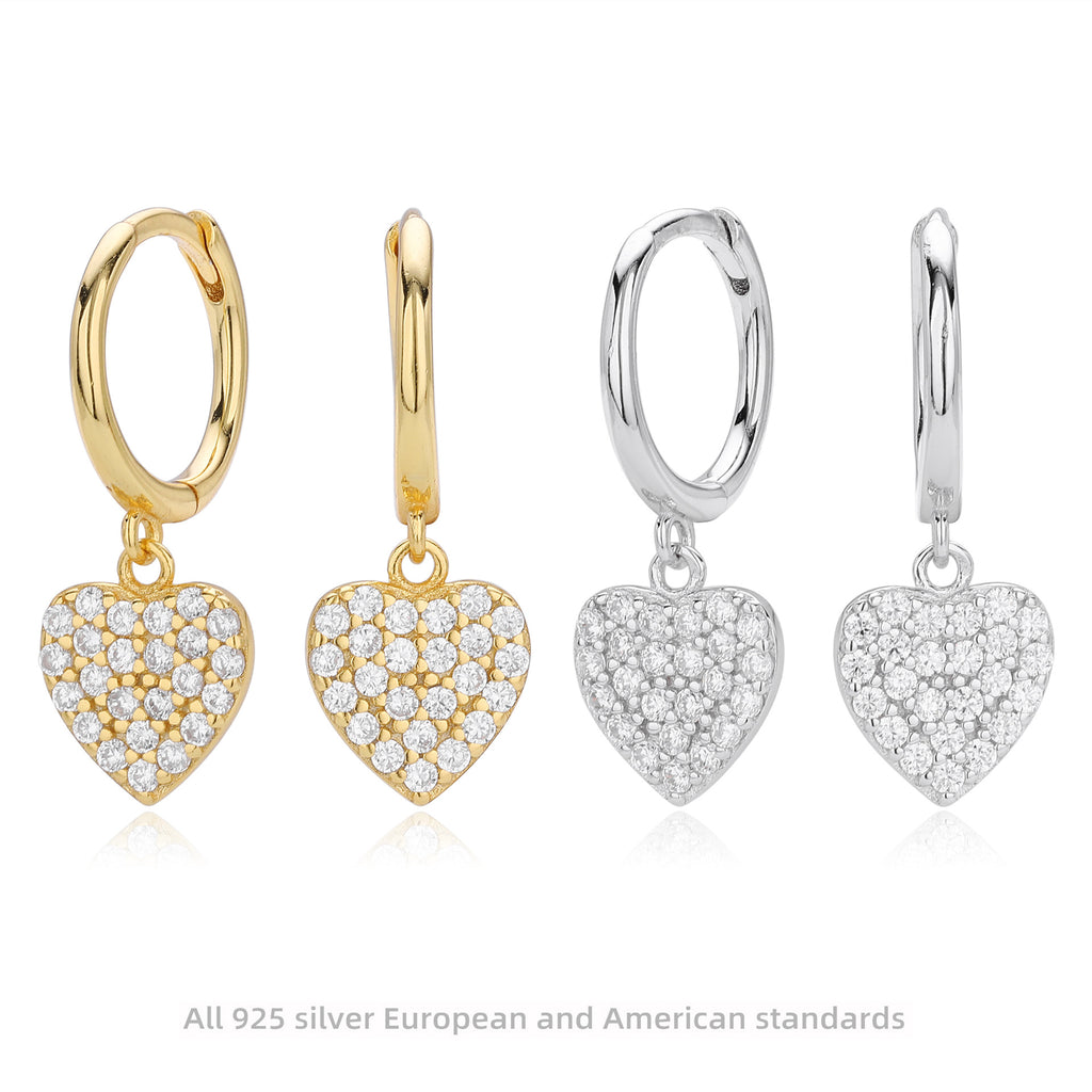Damen Ohrhänger mit funkelnden Herzanhängern aus hochwertigem 925 Sterling Silber Shop Nory