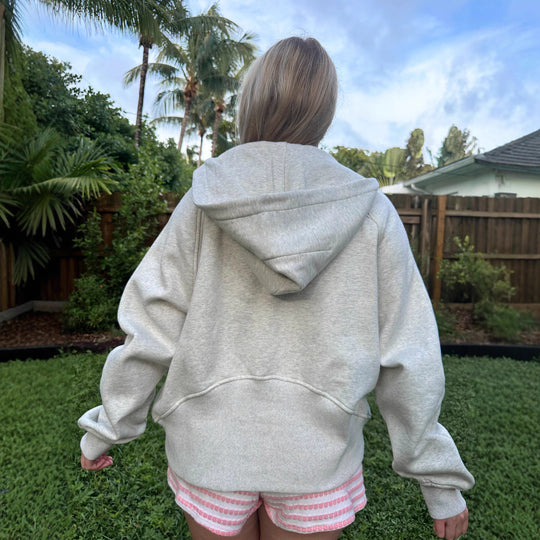 Damen oversized Kapuzenpullover mit kurzem Reißverschluss, Kängurutasche und leichtem Fleecefutter Shop Nory