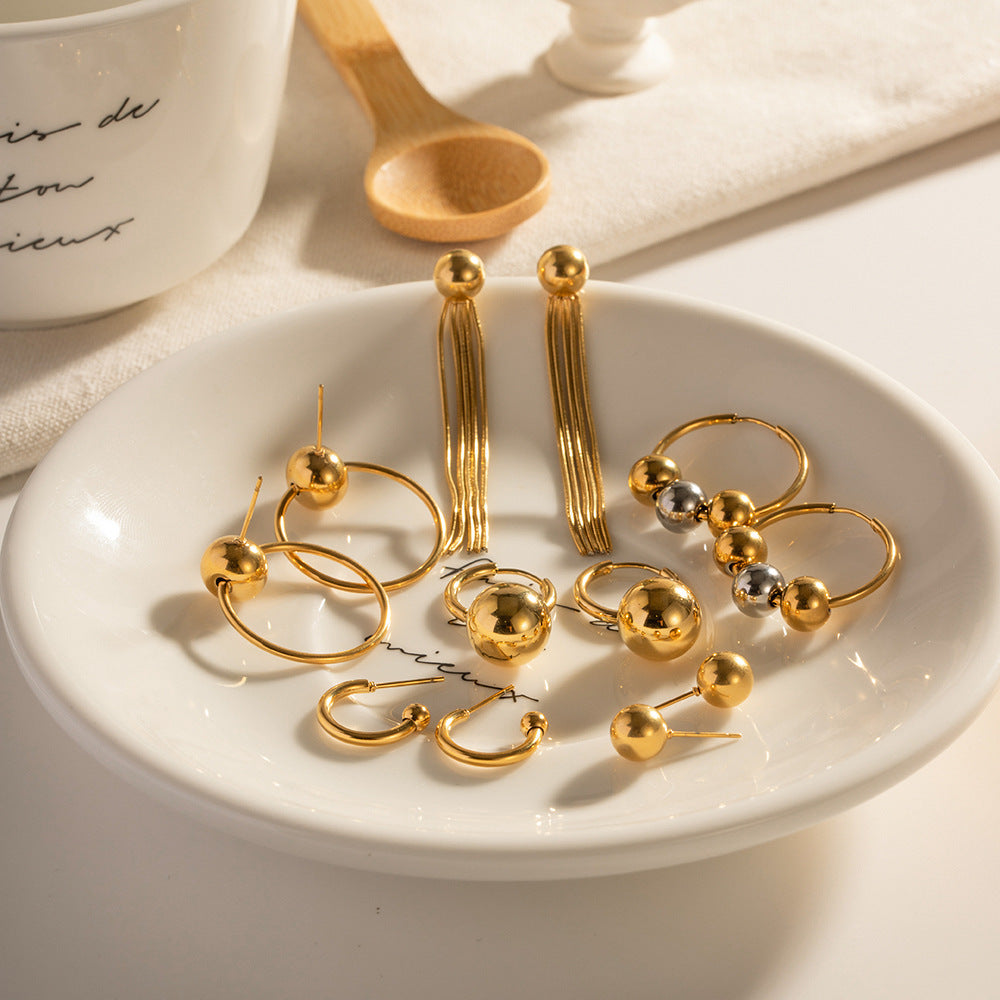 Damen Ohrhänger mit elegantem Kugel-Design aus hypoallergenem Edelstahl Shop Nory