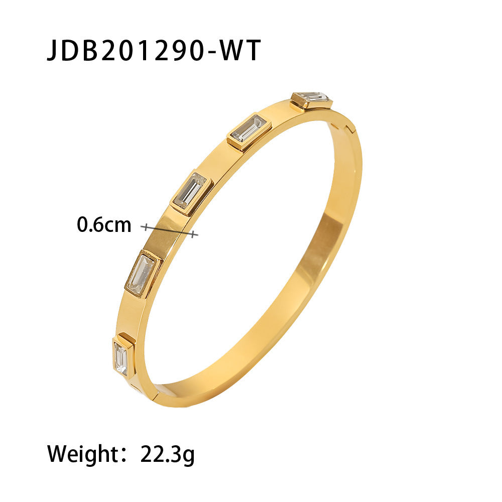 Damen Armreif mit elegantem Zirkonia-Besatz aus hochwertigem Edelstahl Shop Nory