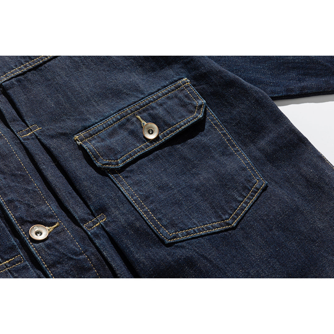 Unisex Weit geschnittener Denim-Worker-Blouson mit asymmetrischer Pattentasche Shop Nory