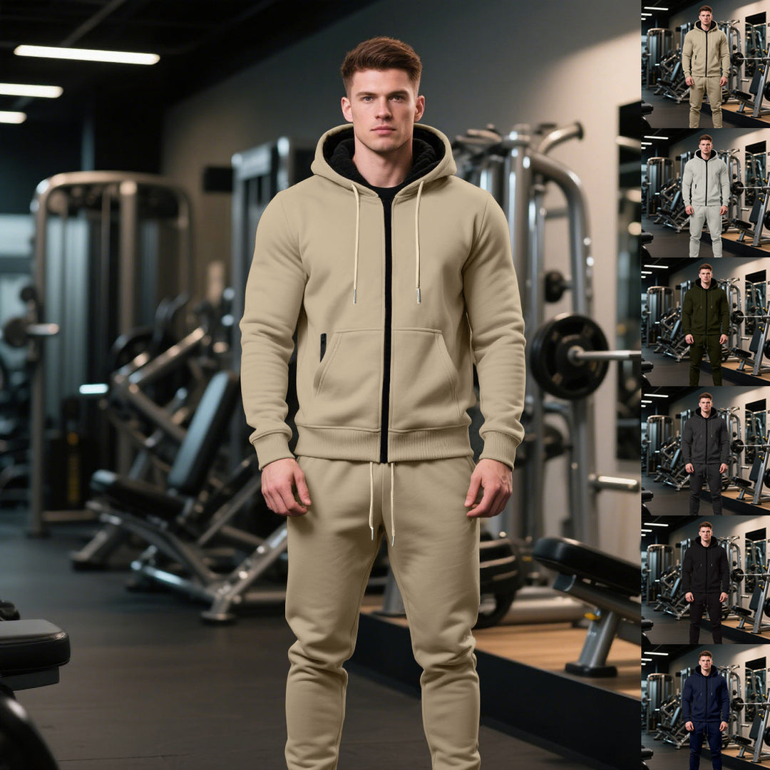 Herren nan zweiteiliges Performance Fleece Jogginganzug-Set mit Kapuzenjacke, verdecktem Reißverschluss und tapered Jogginghose Shop Nory