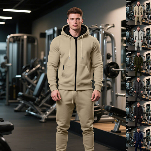 Herren nan zweiteiliges Performance Fleece Jogginganzug-Set mit Kapuzenjacke, verdecktem Reißverschluss und tapered Jogginghose Shop Nory