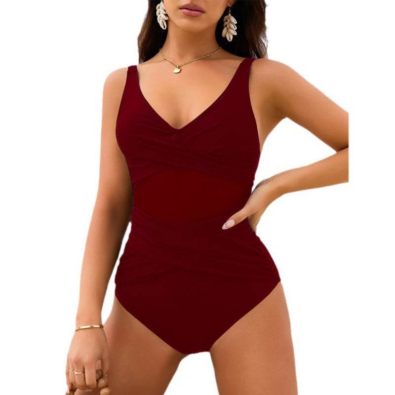 Damen Einteiliger Badeanzug mit raffiniertem Wickeldetail und figurformendem Schnitt