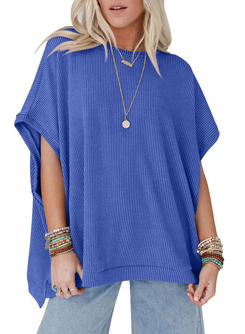 Damen Oversized T-Shirt mit Rippenstruktur Shopnory