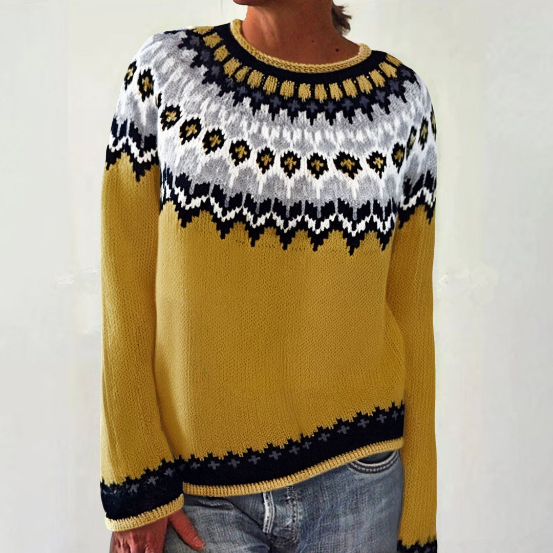 Damen nan Norwegerpullover aus Wollmix mit Rundhalsausschnitt und traditionellem Fair-Isle-Yoke Shop Nory