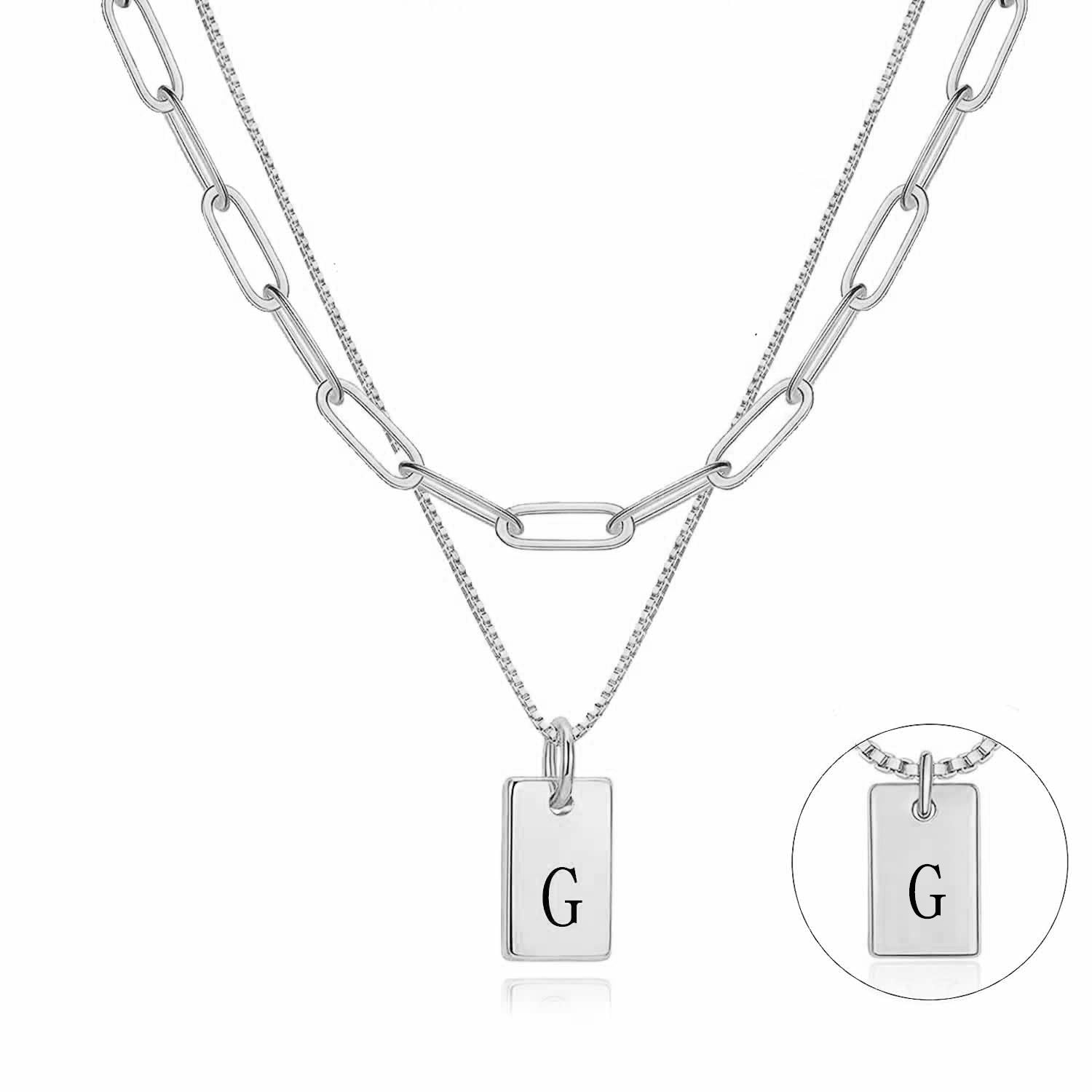 Damen Halskette mit personalisierbarem Anhänger und feiner Gliederkette Shop Nory