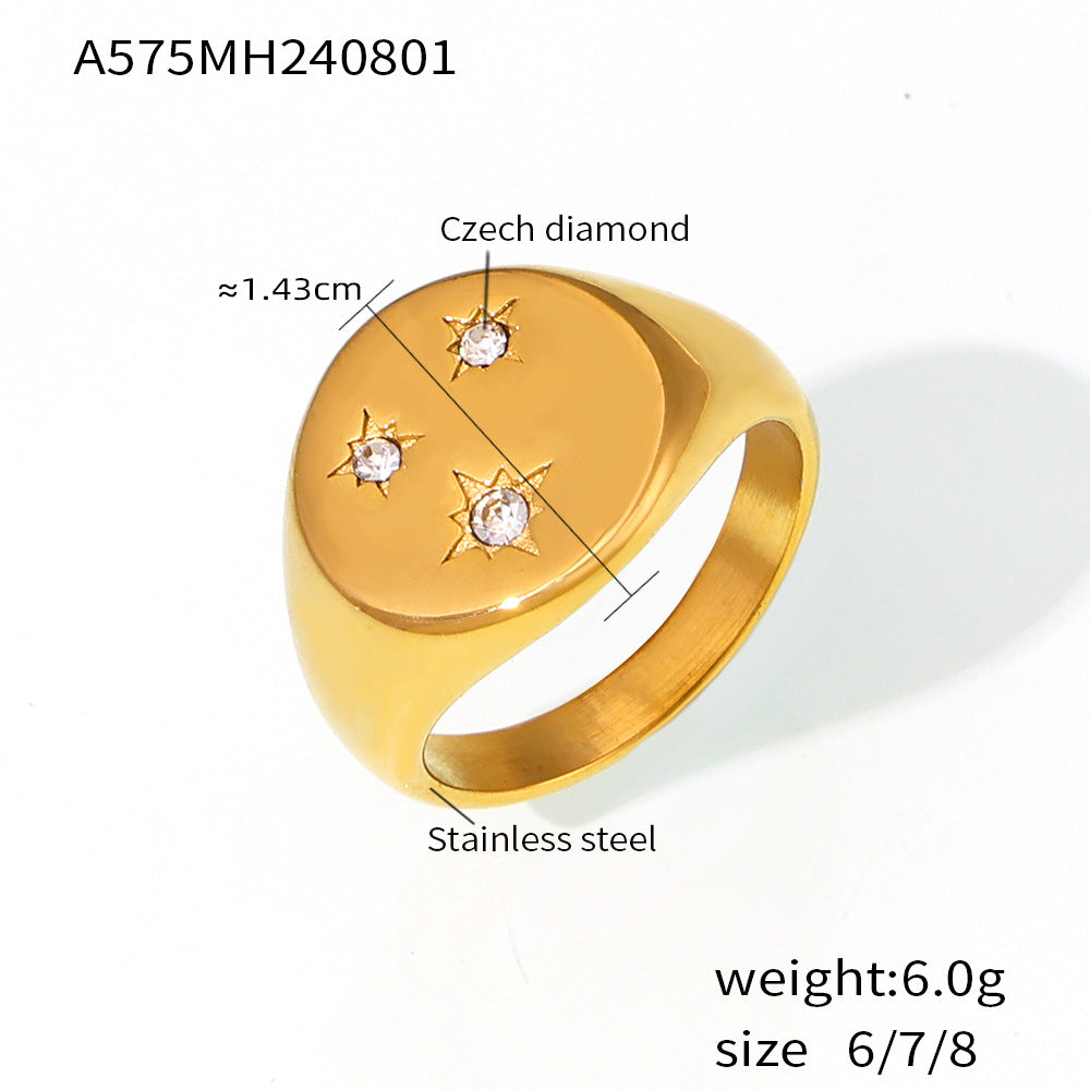Damenring mit funkelnden tschechischen Diamanten aus Edelstahl Shop Nory