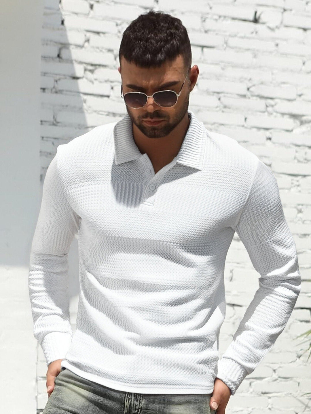 Herren Langarm Poloshirt