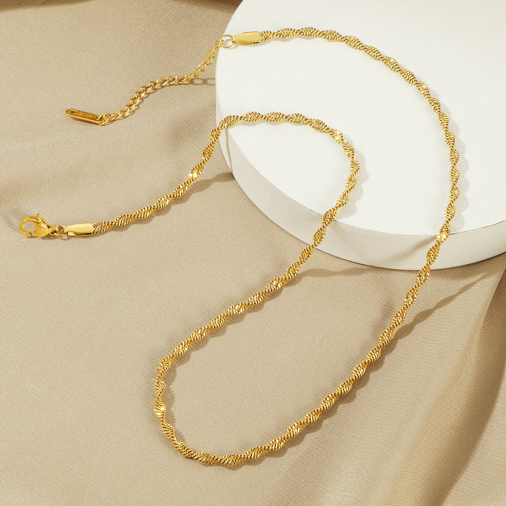 Damen verdrehte Goldseil-Kettenhalskette Shop Nory