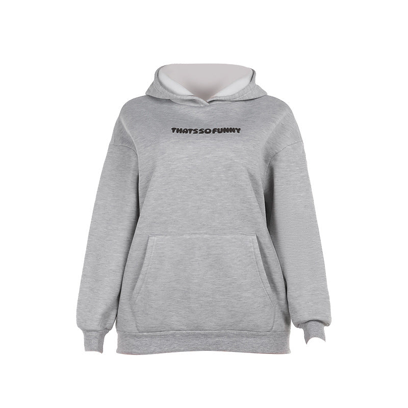 Damen Oversize-Kapuzenpullover mit Kängurutasche und Statement-Schriftzug Shop Nory
