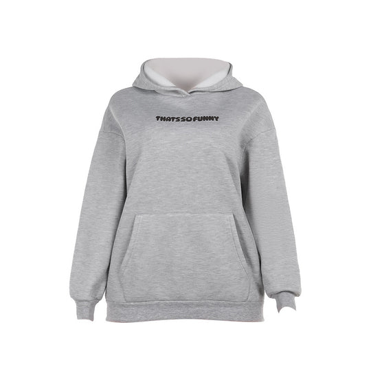 Damen Oversize-Kapuzenpullover mit Kängurutasche und Statement-Schriftzug Shop Nory
